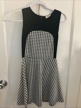 Black & White Houndstooth Fit-and-Flare Dress
